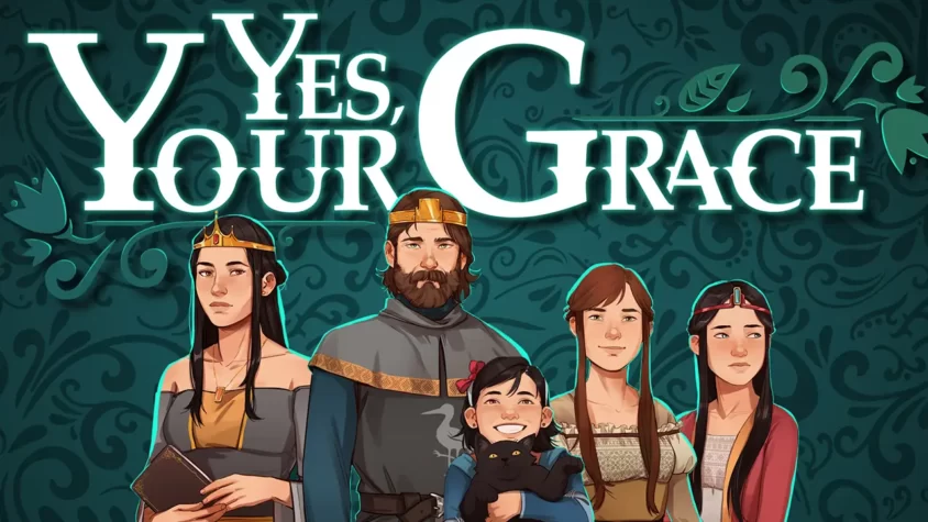 Обложка игры Yes, Your Grace с персонажами королевской семьи Королевская драма с элементами бухгалтерии и семейной терапии