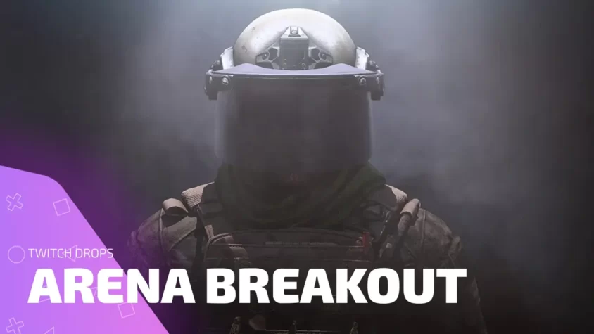 Twitch Drops Arena Breakout — изображение бойца в шлеме и броне на фоне дыма