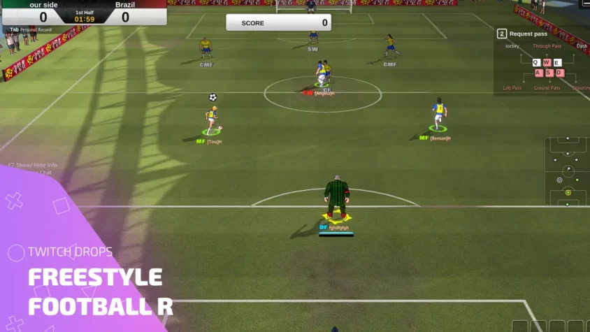 Freestyle Football R — Twitch Drops в действии на игровом поле Матч в Freestyle Football R с активным Twitch Drops событием