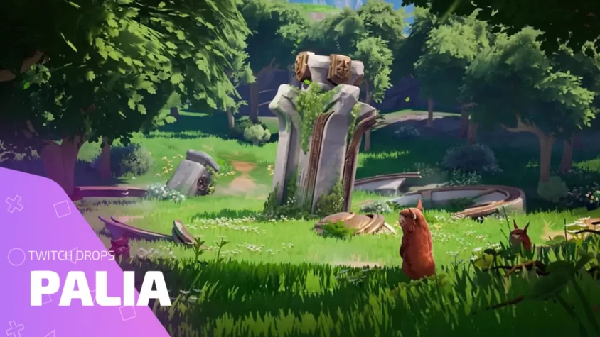 Twitch Drops в Palia — история всех раздач и наград Скриншот из игры Palia с надписью Twitch Drops и локацией в лесу