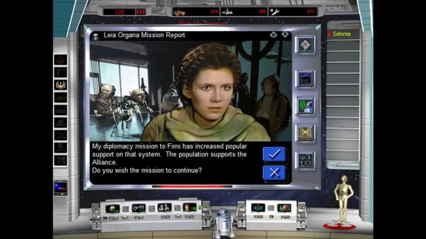 Лея Органа отчитывается о дипломатической миссии в STAR WARS: Rebellion