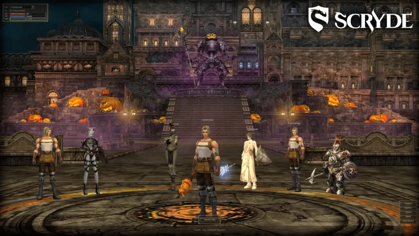 Экран выбора персонажа в Scryde с сезонным оформлением