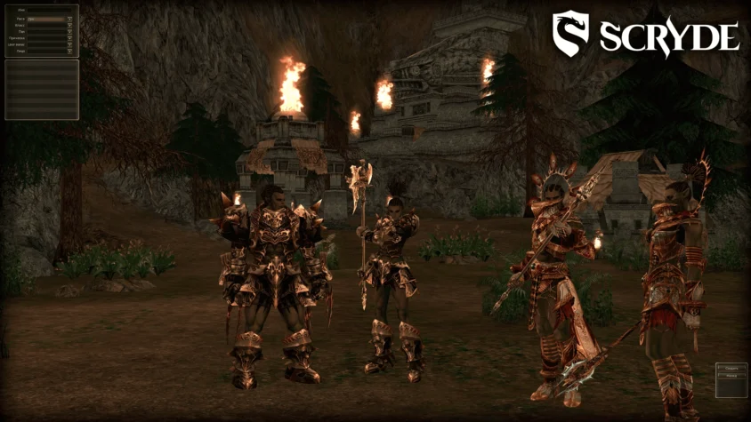 Орки Scryde в горной локации с огненными построениями