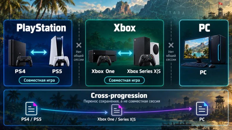 Схема cross-generation и cross-progression в Far Cry 6